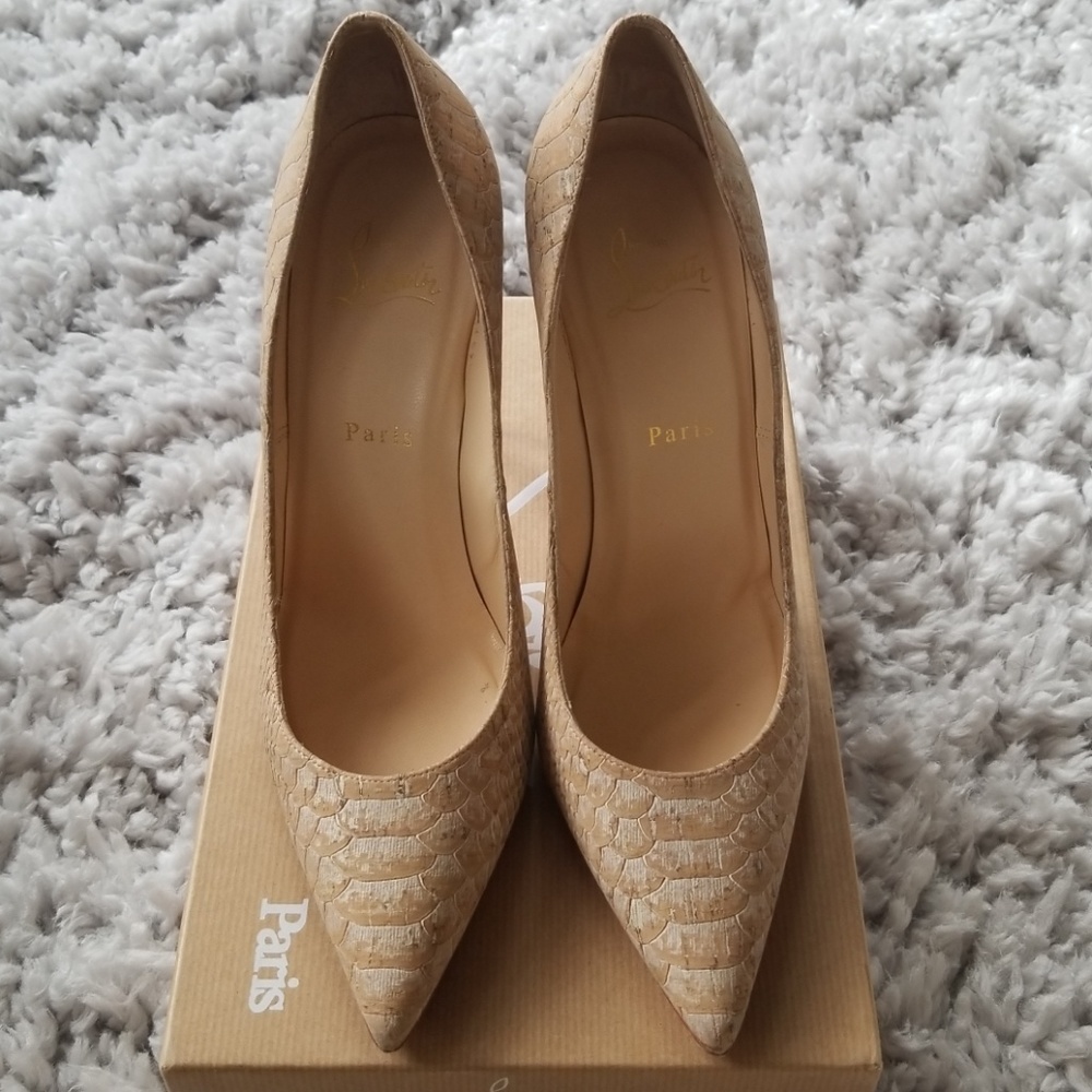 Christian Louboutin Nude Embossed Pumps